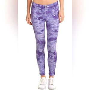 HUE Womens Tie Dye Denim Skimmer Leggings Purple Size Large EUC